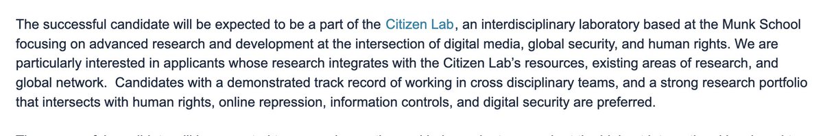 HUGE opportunity: @UofT has posted a tenure track position in 'social sciences and digital technologies' @munkschool Successful candidate will be expected to become a member of the @citizenlab 😀 Pls circulate widely; details ⬇️ jobs.utoronto.ca/job/Toronto-As…