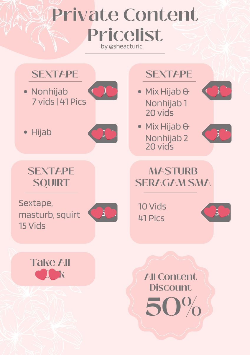 PROMO KONTEN SEXTAPE SETENGAH HARGA
TAKE ALL 200K 
Ada sextape, wot, doggy, hj, bj, deepthroat, hijab, nonhijab, lingerie 🥰🥰