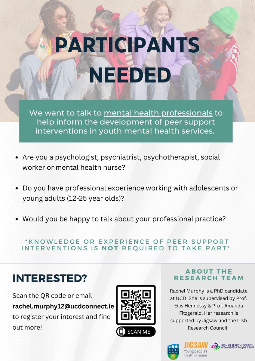 Are you a #mentalhealth professional? 
Want to help us understand how #peersupport can be used to help young people with mental health difficulties?
Register your interest via the QR code or watch the video to find out more! 

youtube.com/watch?v=wMDAF3…