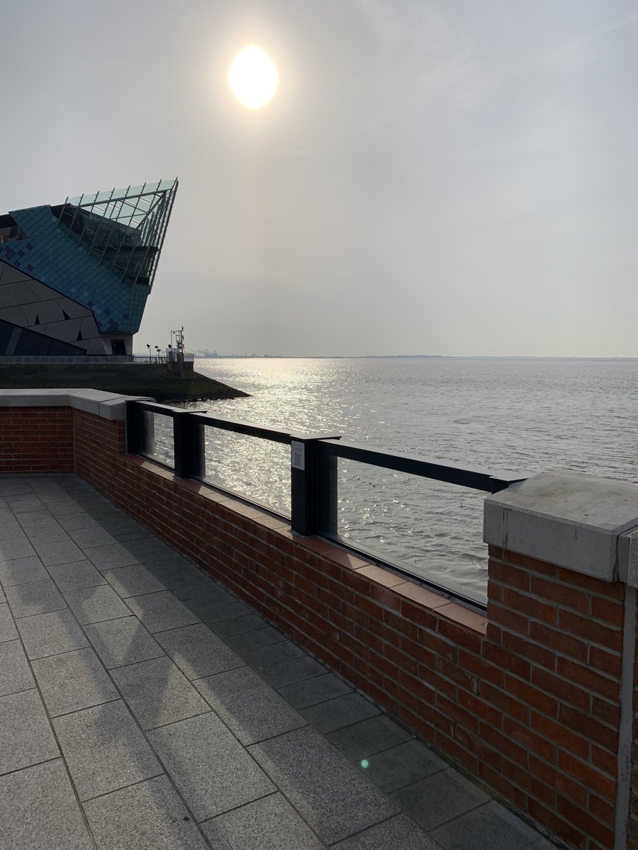 Our flood wall and glazed panels framing the Humber Estuary in #Hull this morning.