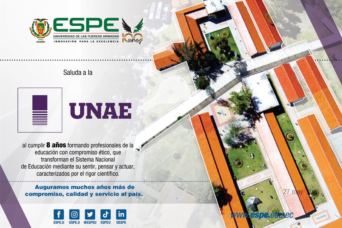 🥳🥳 Felicidades a la Universidad UNAE por su aniversario.

#8años en beneficio de la Educación Superior.

#𝗬𝗼𝗦𝗼𝘆𝗘𝗦𝗣𝗘 #𝗖𝗼𝗺𝘂𝗻𝗶𝗱𝗮𝗱𝗘𝗦𝗣𝗘 #𝗘𝗦𝗣𝗘𝟭𝟬𝟬𝗮ñ𝗼𝘀 
<a href="/UNAEcuador/">Universidad Nacional de Educación UNAE</a> <a href="/ces_ec/">CES</a> <a href="/Caces_Ec/">CACES</a>