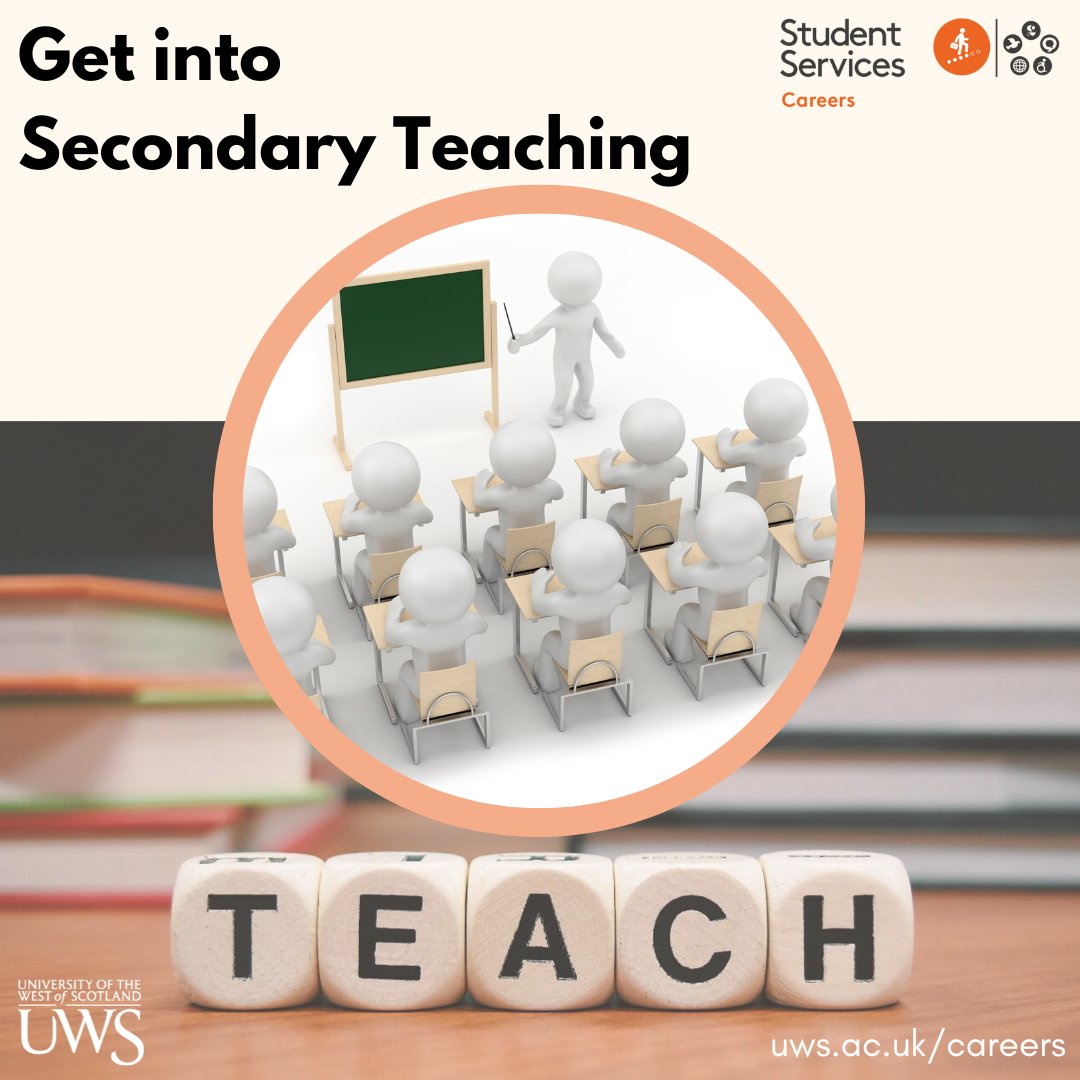 Are you thinking about a career in secondary teaching? There are still places available on the UWS PGDE Secondary Programme commencing August 2023. Read about it in our newsletter article this week: uws.careercentre.me/u/x3nzko2r