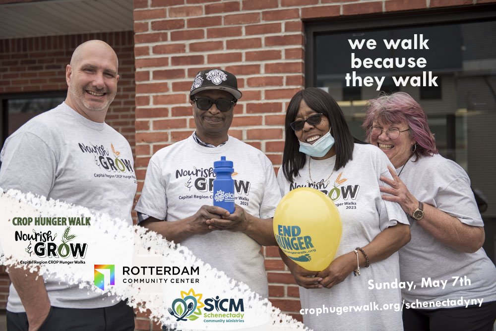 Who else is ready to strap on those walking shoes 👟 &amp; head to the Rotterdam Community Center on May 7th? We are bringing the walk to Rotterdam &amp; beyond (a few steps will technically be in the City of #Schenectady). Join us at noon for registration. 
#CropWalk2023 #CROPHungerWalk