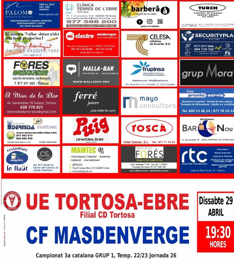 ⚽️ 📆 
AMATEUR - @CFMasdenverge 
GP Motor Tortosa Esponsor Oficial Equip Amateur 🔴⚪⚫
#ueteamateur #3cat1 #FCF #Tortosa #Masdenverge #TerresdelEbre