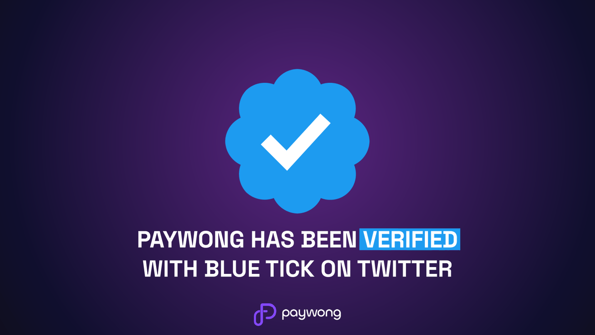paywongcom's tweet photo. We're thrilled to announce that Paywong has been verified with the blue tick on Twitter!  🔓🎉

Excited to continue building and innovating in the crypto space. 🚀

#Blockchain #Verified #Paywong #Cryptocurrency #Cryptoenthusiast https://t.co/1Nw7odkTCj