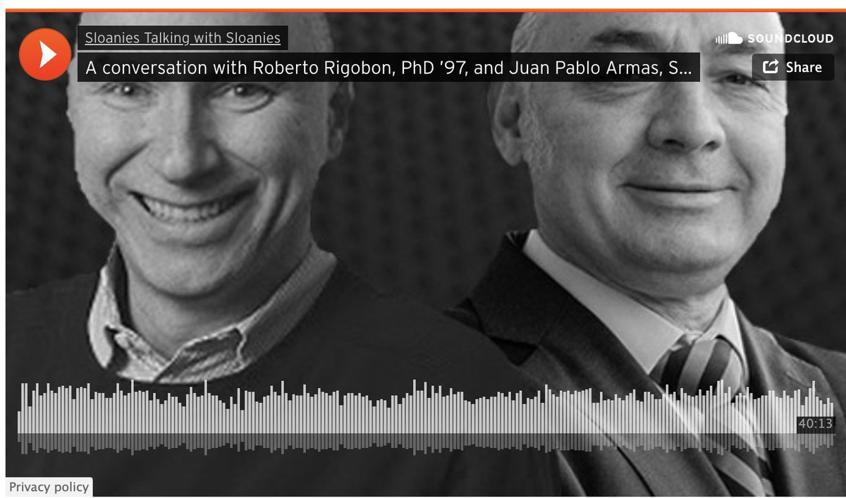 We invite you to listen to @RobertoRigobon  and Juan Pablo Armas in the podcast  "Sloanies Talking with Sloanies", a candid conversation with alumni and faculty about the MIT Sloan experience and how it influences what they're doing today. 

mitsloan.mit.edu/alumni/juan-pa…