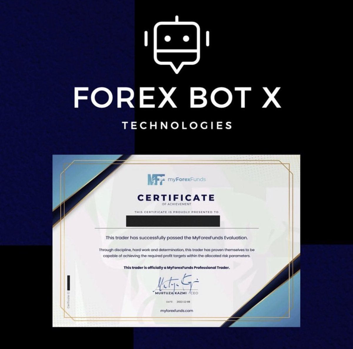 forexbotx's tweet photo. FBX expert advisor passing MYFOREXFUNDS (MFF) verification for one of our clients. This challenge was completed in 6 days stage 1, and 4 days stage 2 V
Client is on en route to be getting his account managed ! #forex #forextrader #entrepreneur #trading #forexlifestyle #investing https://t.co/u0PyZIjWOs