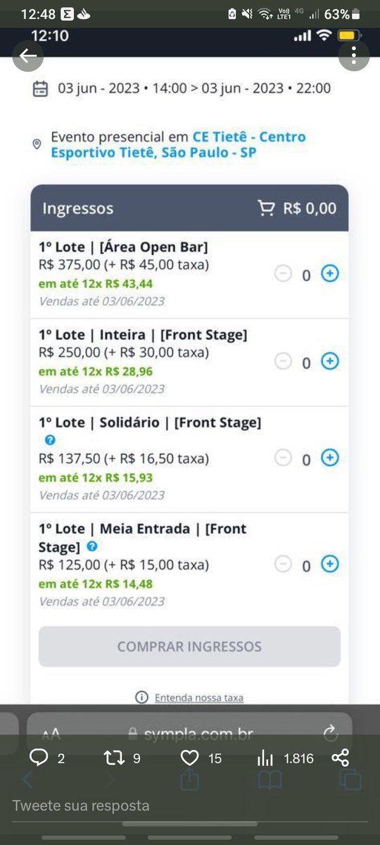 obrunomzz's tweet photo. @leticialetttt No Sympla o valor é esse: https://t.co/cqn4qHZZpK