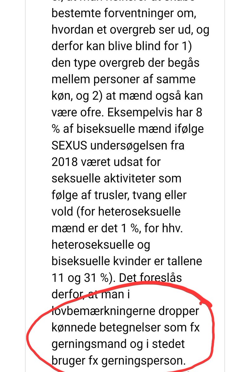 <a href="/aegtesigoejner/">MORFAR</a> Ja er det ikke interessant at vi var de eneste der nævnte i høringssvar til samtykkeloven, hvor vigtigt det er at ændre ordet "gerningsmand" til "gerningsperson" for ikke at låse sig fast på kønnede forestillinger om hvem der kan være offer og udøver.... 

#SprogbrugBetyderNoget