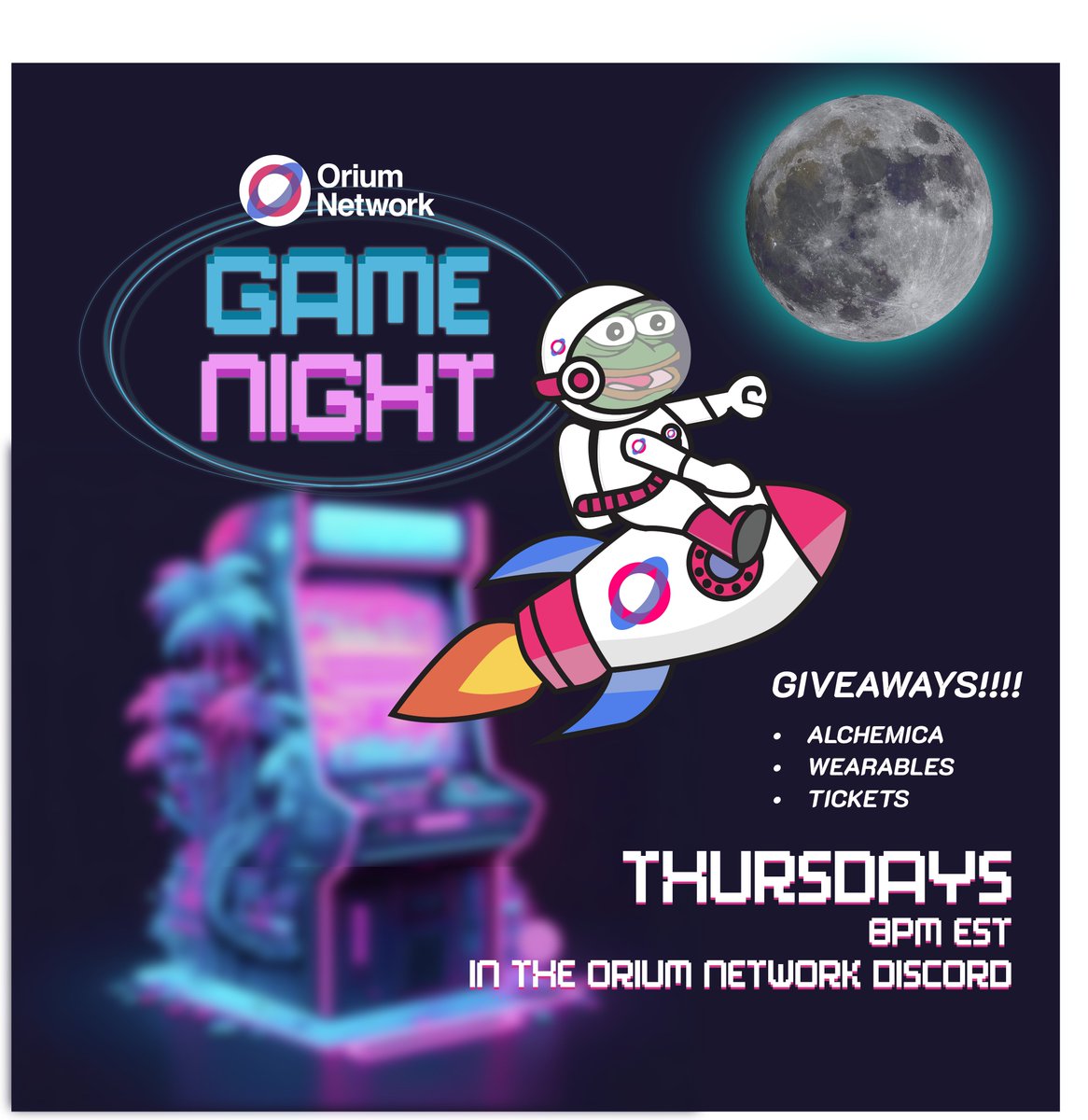 OriumNetwork's tweet photo. #OriumGameNight launches in about 8 hours
Be sure to swing by the @OriumNetwork Discord for the festivities and retweet the tweet below for a chance to win some $PEPE $SPEPE and @aavegotchi prizes #LFG
#web3 #gaming #Orium #giveaway
https://t.co/XM6dAJelDP https://t.co/lFEu5UA2dB