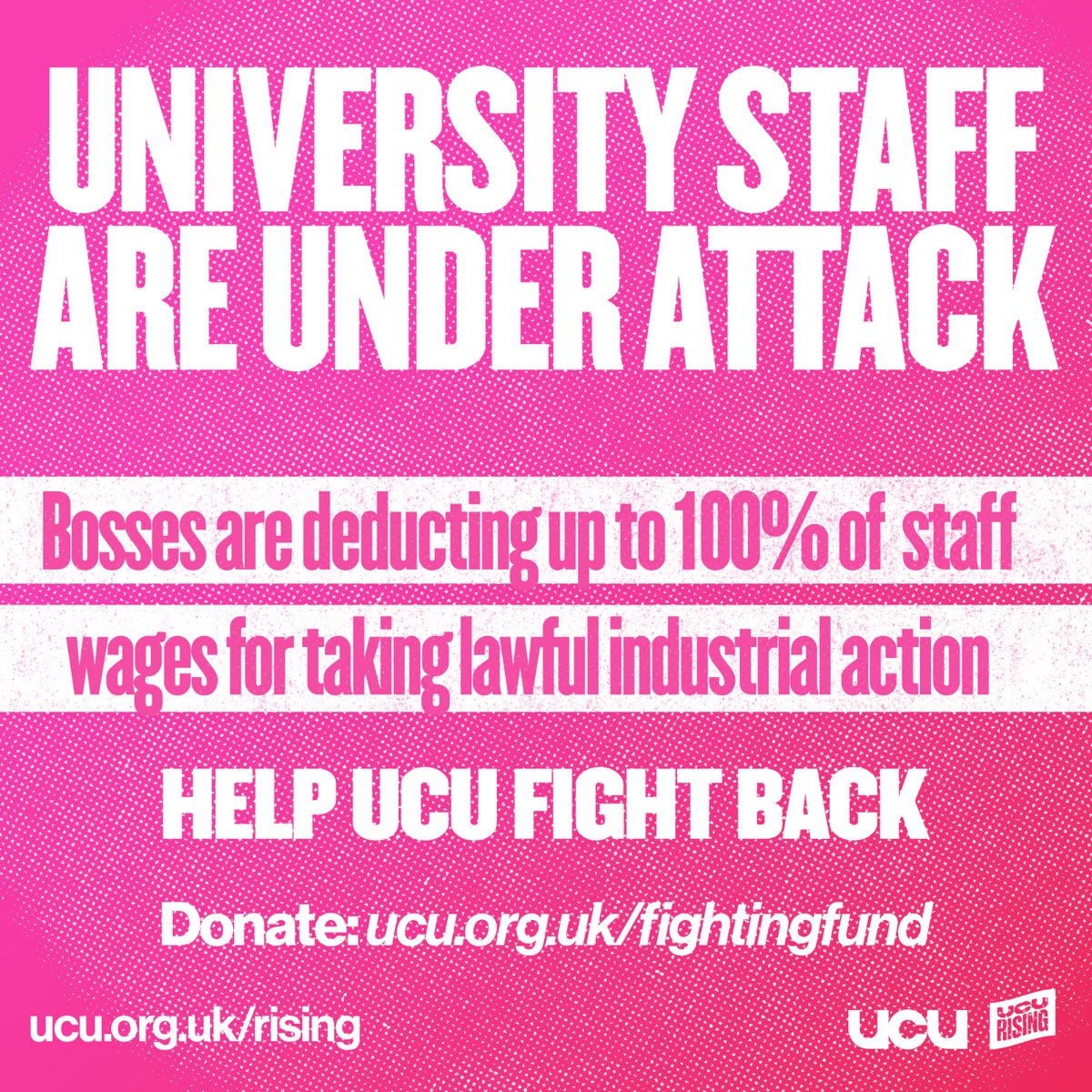ucu's tweet photo. This is incredibly serious

More university employers are confirming salary deductions up to 100%, despite staff continuing to work

This is an assault on the rights of workers to take industrial action

Please support our fight: https://t.co/fl508i5xcp

#ucuRISING https://t.co/zEit4HZN0S