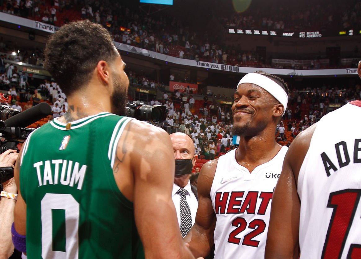 TheDunkCentral's tweet photo. “I wouldn’t necessarily call it an upset.”

- Jayson Tatum on the Miami Heat defeating the Milwaukee Bucks 👀

(Via @ByJayKing ) https://t.co/FOea14bSa1