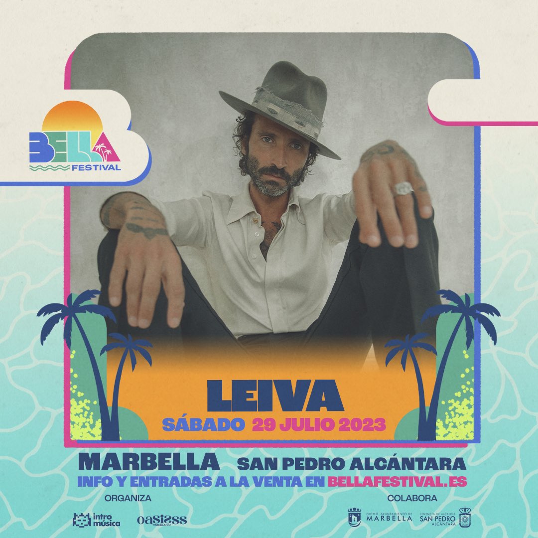 Leiva_Oficial's tweet photo. El sábado 29 de julio, el Tour #CuandoTeMuerdesElLabio llegará al #BellaFestival en San Pedro de Alcántara (Marbella)!

Las entradas ya están a la venta.

Nos vemos en los conciertos!
ℹ️ 🎫 👉🏽https://t.co/XSPnBQM7Bb https://t.co/6aQzjQu4lN