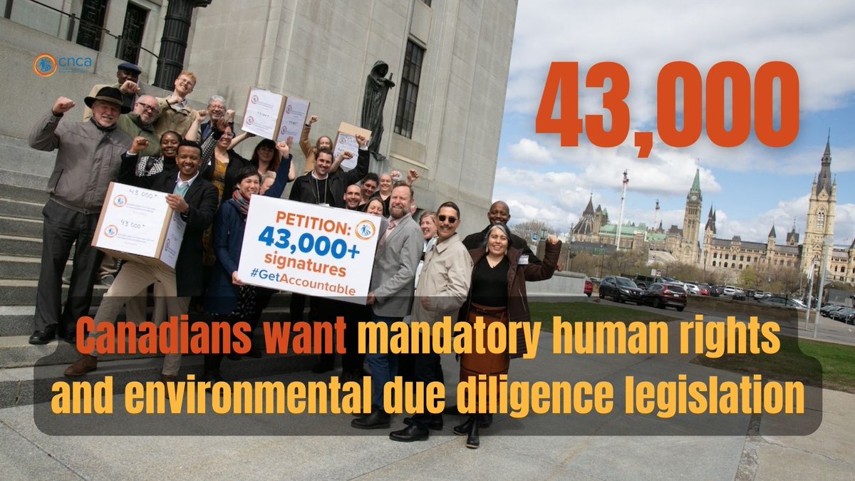 Canadian Network on Corporate Accountability RCRCE (@cnca_rcrce) on Twitter photo Over 43,000 people signed a petition demanding Canada pass mandatory human rights and environmental due diligence legislation. The <a href="/cnca_rcrce/">Canadian Network on Corporate Accountability RCRCE</a> and its 40 member-organizations delivered it to federal MPs from all parties. Now it's time to act!
cnca-rcrce.ca/2023/04/26/mps… Over 43,000 people signed a petition demanding Canada pass mandatory human rights and environmental due diligence legislation. The <a href="/cnca_rcrce/">Canadian Network on Corporate Accountability RCRCE</a> and its 40 member-organizations delivered it to federal MPs from all parties. Now it's time to act!
cnca-rcrce.ca/2023/04/26/mps…
