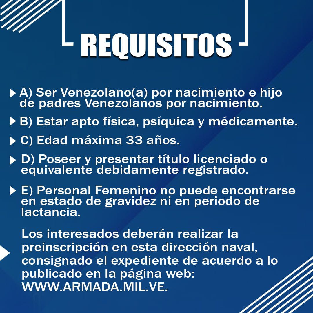 #ENTERATE ⚓ ¡Es contigo! La <a href="/ArmadaFANBVzla/">Armada_ve</a> da inicio al proceso de captación para el XVIII Curso Especial de Oficiales en la categoría Asimilados. ¿Qué esperas? ¡Ven y navega con nosotros!

👉 Ingresa al portal armada.mil.ve 📝

#LevantenElBloqueoYa