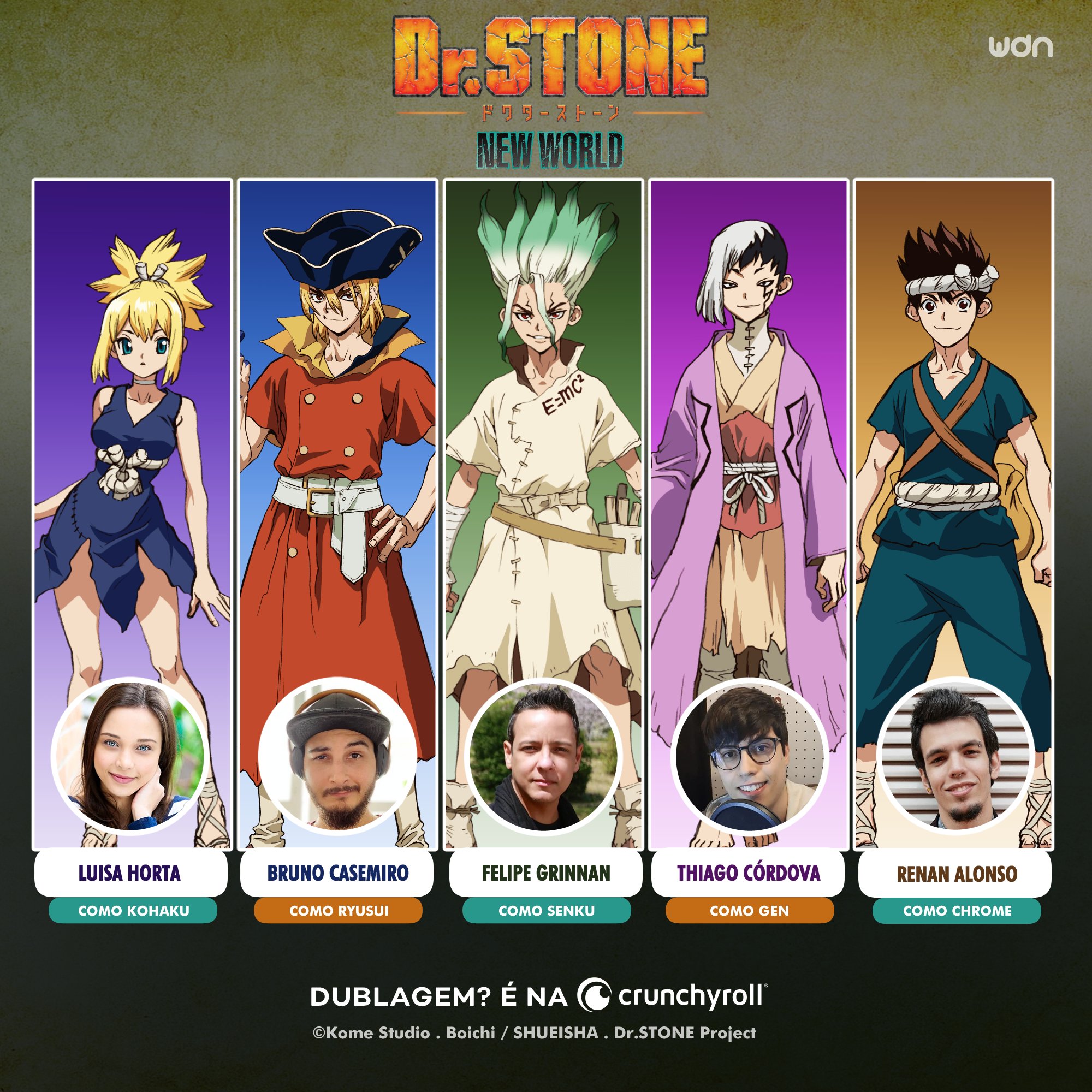 Dr. Stone: New World estreia dublado na Crunchyroll