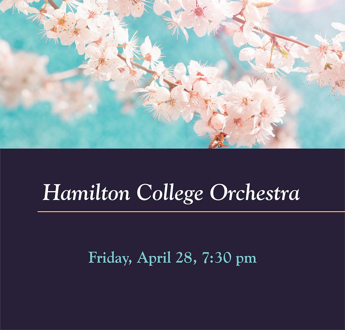 Hamilton College Orchestra will present its final concert of the semester at Wellin Hall. If you can't atttend in person you can watch online: bit.ly/3Harrm1 

<a href="/HRBuchman/">Heather Buchman</a> <a href="/ClintonCCNY/">Clinton Chamber NY</a>