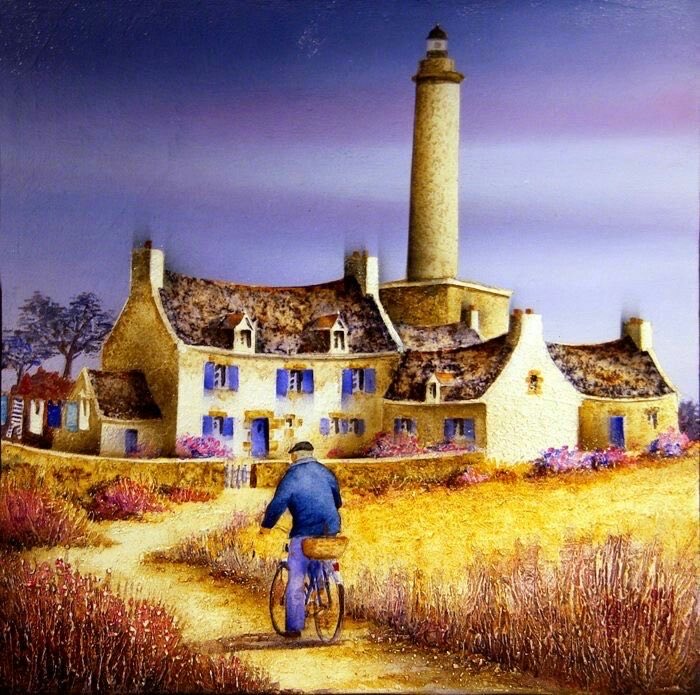 Bernard Morinay 
French painter with the colours of Brittany
I think we have found out what was happening with our poorly dogs.  They should be ok now.  Dr S had cooked a chicken . We didn’t have any but the dogs did. Must have been ‘off’ devastated DrS 
Helen😊DrS😩Toots🐶Max🐶