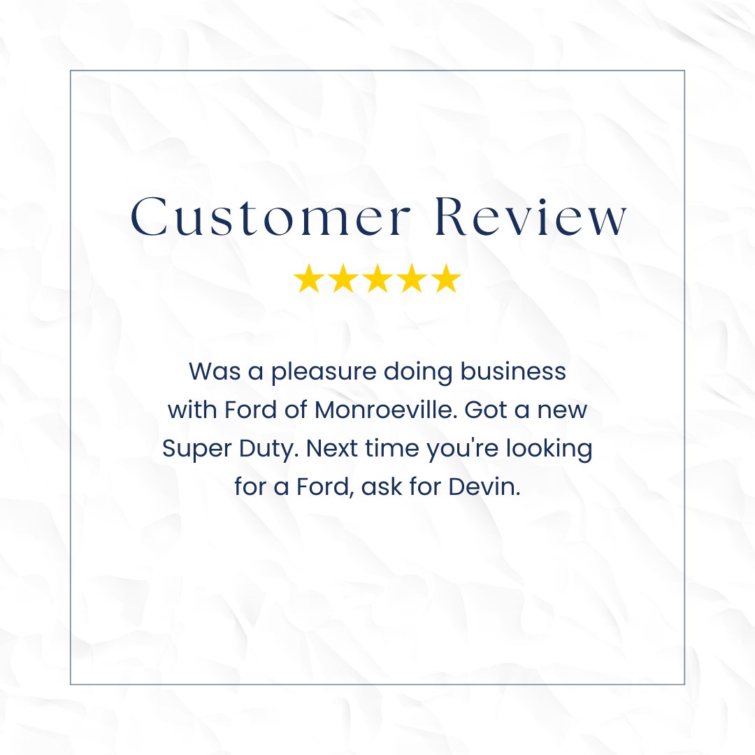 FordMonroeville's tweet photo. We truly appreciate our customers' feedback! Thank you valued customer for the five-star review! 🤩

#happycustomer #customerappreciation #weloveourcustomers #customerfeedback #customersatisfaction #fivestarreview #fordmonroeville #earncustomersforlife https://t.co/6I51y5uL95