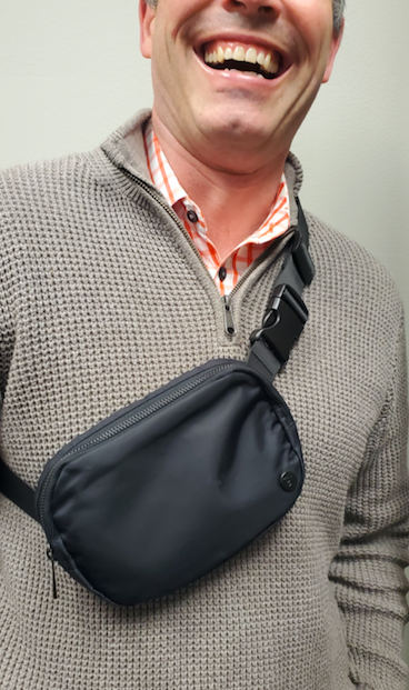 ArconSolutions's tweet photo. We found the closest thing to Lululemon! Friends, help us settle this for our office..... can this guy pull off the fanny pack, or should he stick to a wallet? 
Let us know in the comments! https://t.co/AQliXTo7tY