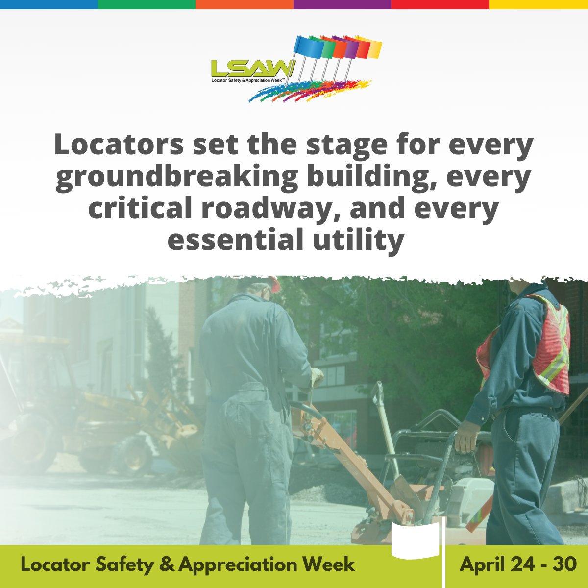 CAPULC_'s tweet image. CAPULC recognizes the extreme efforts of locators. Locator Safety Appreciation Week - April 24-30. Thank a locator today! #safety #CAPULC #locator #undergroundutilities #CAPULCsafety #thankyou