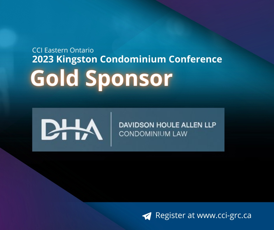 Help us in giving a very big THANK YOU to our CCI Eastern Ontario 2023 Kingston Condominium Conference Gold Sponsors! 

Thank you Davidson Houle Allen LLP, and CWB Financial. 

Register for the Kingston conference today: cci-easternontario.ca/news-events/20…

#ccieasternontario
