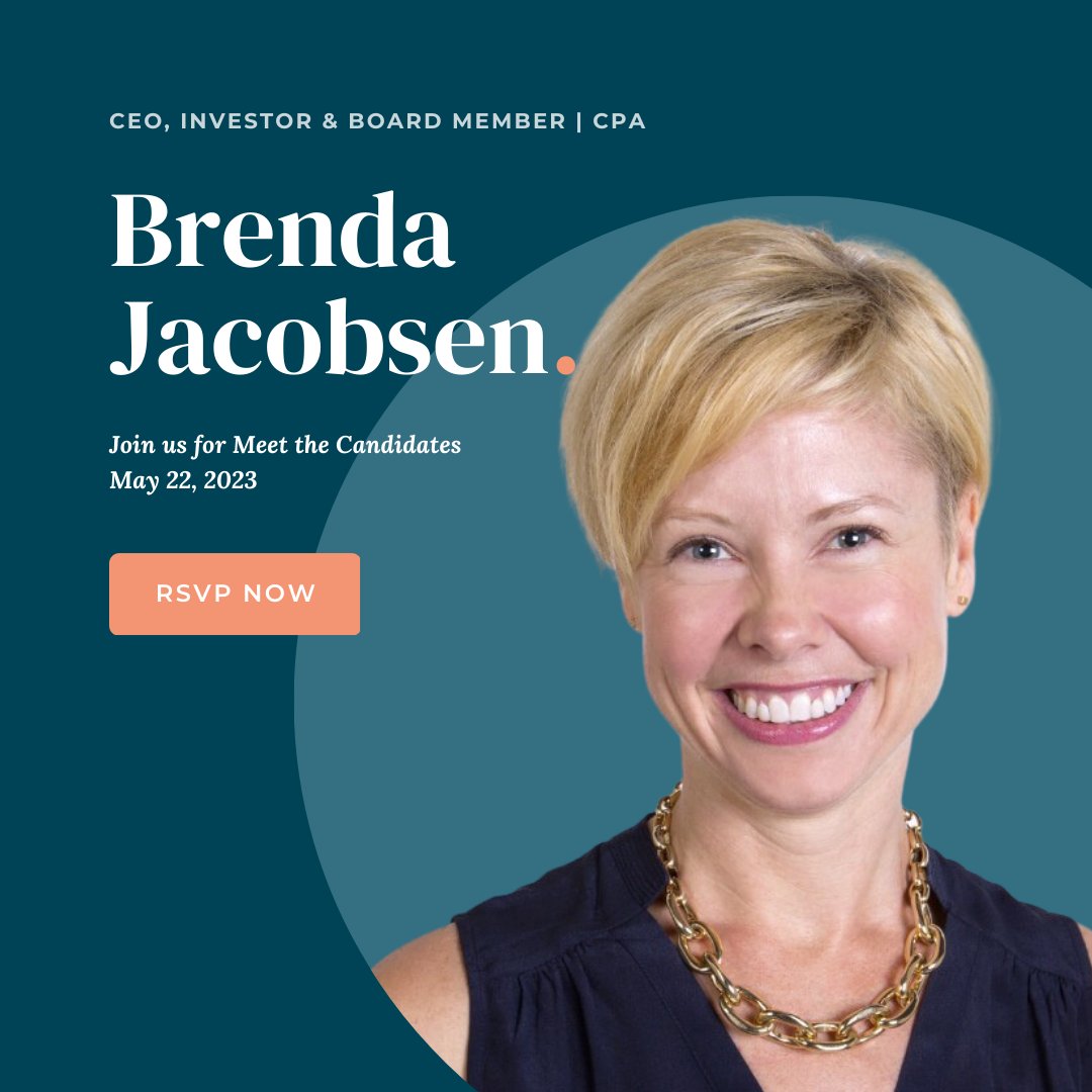 🗓️ RSVP - Meet the Candidates event on May 22nd! theboardlist.com/events/meet-th… Meet #candidates like: ⭐ Jennifer Robertson, Managing Director & Governance Leader at Board Matters ⭐ Brenda Jacobsen #CPA, #CEO, Investor & Board Member ⭐ Annette Goodwine, Global Brand & GTM Leader