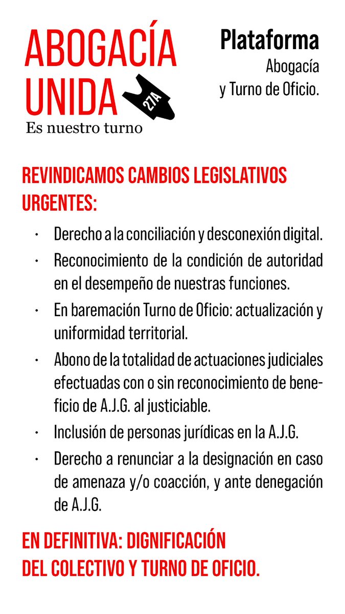 abogados_malaga's tweet photo. 27 Abril 2023, la Abogacía de TODA España, privada y del Turno de Oficio, se dirige en Madrid a reclamar sus derechos: a la suspensión de los plazos si fallece tu padre, a una retribucion superior a 2€/hora que nos paga la administración en el TO. #MareaNegra #EsNuestroTurno https://t.co/jIyPLxpZkM