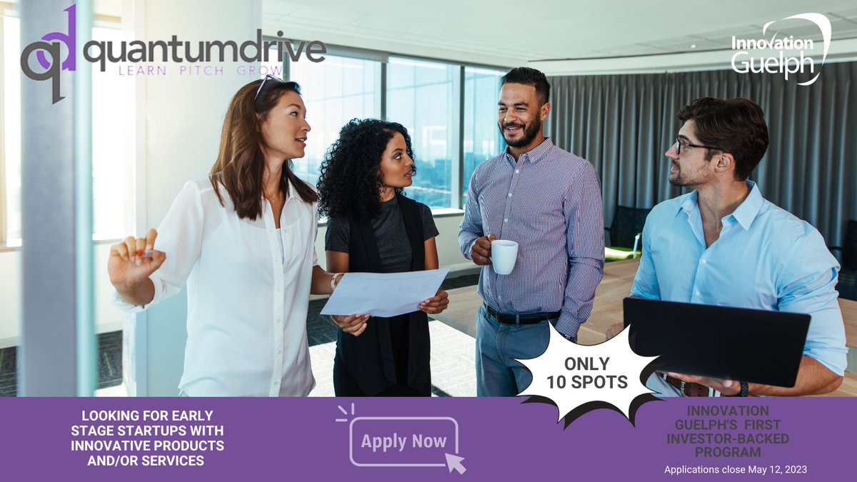 BoundlessAccel's tweet image. BIG ANNOUNCEMENT for innovative early-stage startups! Applications for IG’s first investor-backed program, Quantum Drive, are now open! This program includes 1:1 mentorship, coaching, and a pitch event! Applications close May 12!
Apply here: zurl.co/JM9n
#QuantumDrive