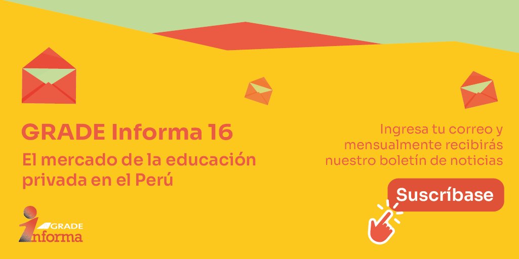 GRADEPeru's tweet photo. ¡Salió #GRADEInforma! Conversamos sobre el mercado de la educación privada. Últimos días para inscribirse al #cursoGRADE Gestión de la calidad de servicios públicos. Se amplía la convocatoria del fondo de investigación sobre #economíadelcuidado en AmLat. https://t.co/xtHdanDVwL https://t.co/8ENNZQ5S5a
