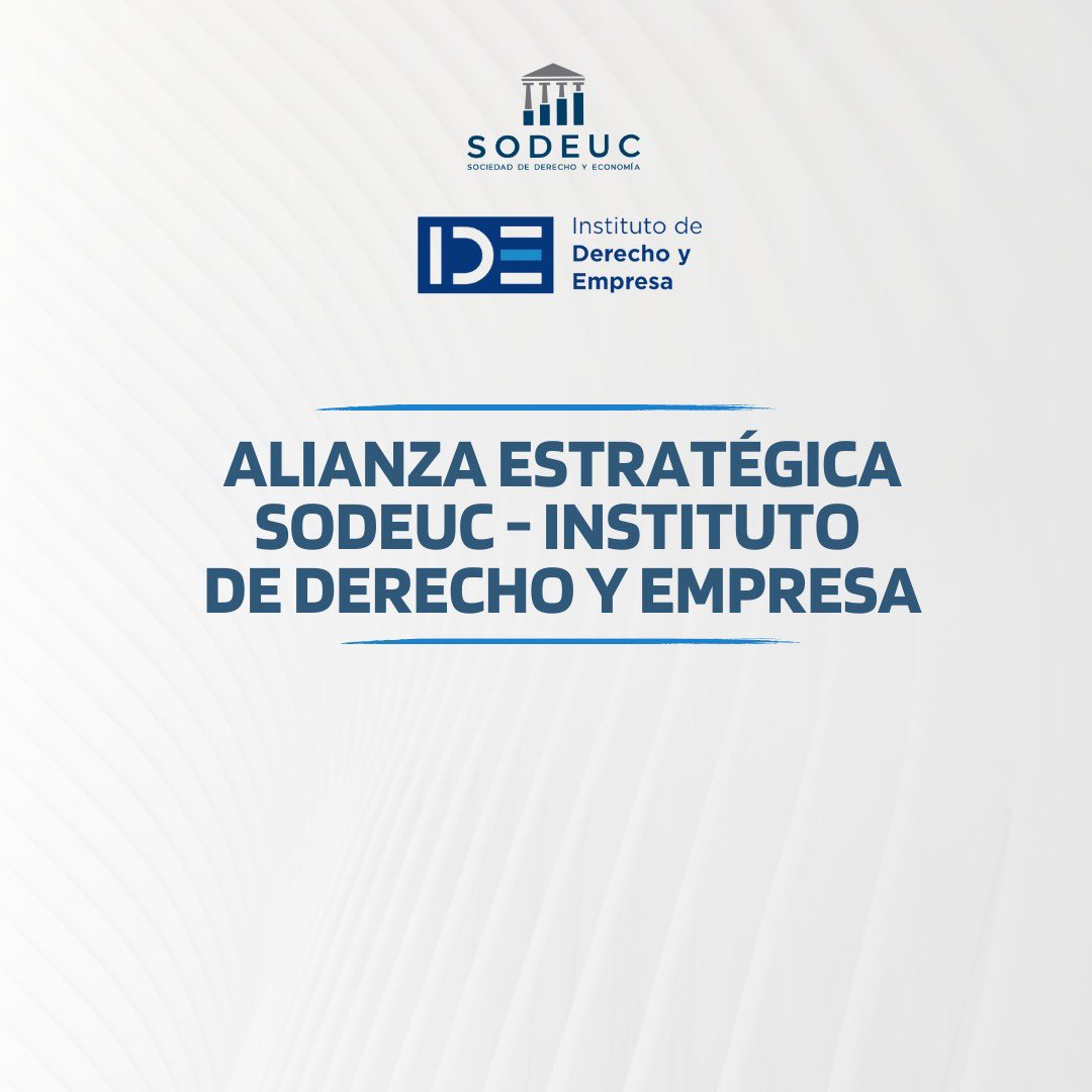 sodeuc's tweet photo. ¡Nos complace anunciar que la Sociedad de Derecho y Economía de la Universidad Católica y el Instituto de Derecho y Empresa (IDE) han formalizado una alianza estratégica! 📊⚖️ https://t.co/Kdw5P9uIWx