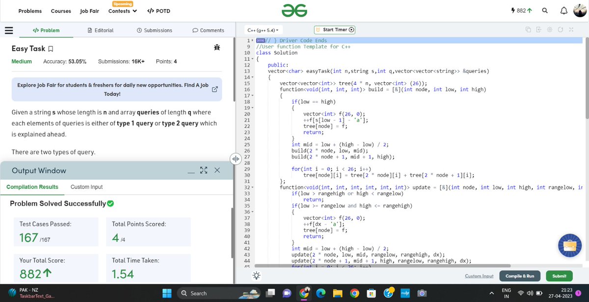 codewithsep's tweet image. Hello Folks,
I have completed #Day23 of #25 Days of Code Program with
@scaler_official
Today's question - Easy Task in geeksforgeeks
Discord Community: discord.gg/scaler
Partner: Shiva Kumar#7768
#scalerdiscord #codewithscaler #scaleracademy #scaler25doc