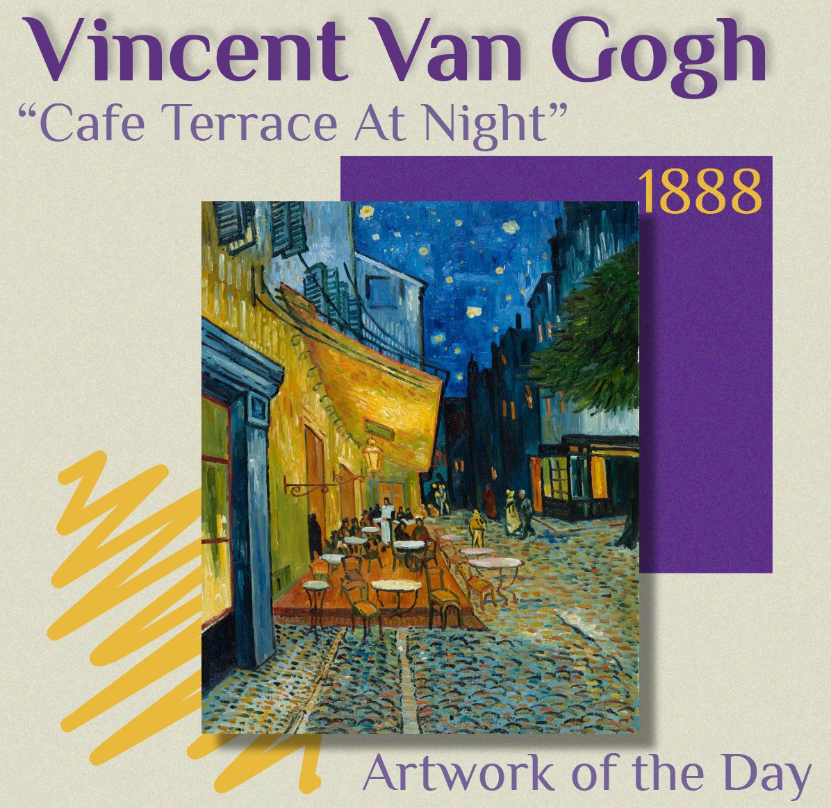 kappapiart1911's tweet photo. Artwork of the Day is Vincent Van Gogh's "Cafe Terrace At Night." https://t.co/F0U5vGvJRU