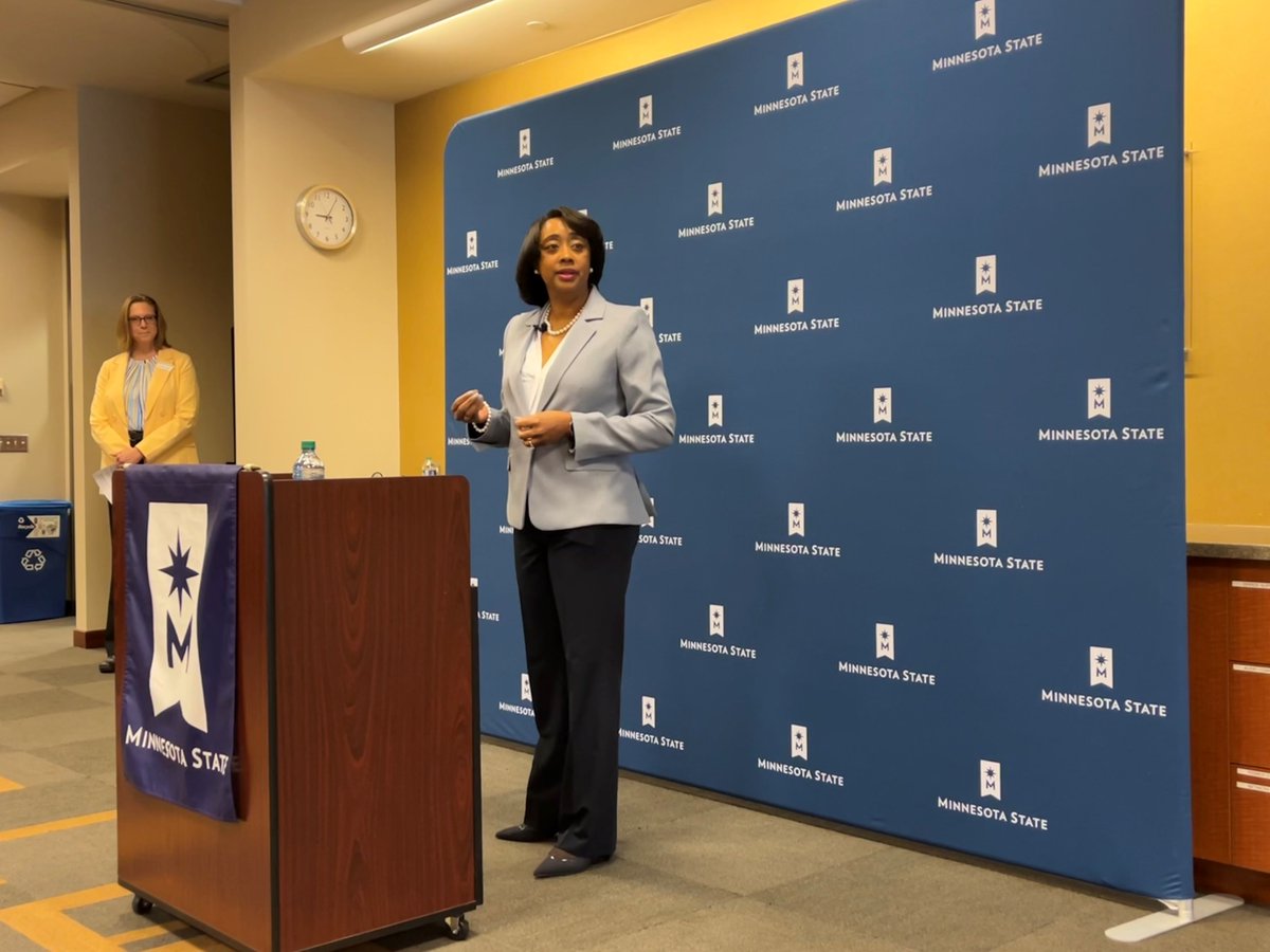MinnStateEdu's tweet photo. This morning Minnesota State hosted open forums with two finalists to be the next Chancellor. Thank you to Dr. Johnson and Dr. Olson, and to all who attended in-person and online.

https://t.co/M9YYD40fSp https://t.co/Uncvwqcqry