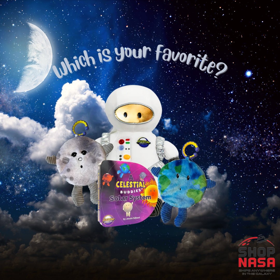 ShopNASA's tweet image. Your favorite playful planetary pals have been restocked and yes, there are some new ones now available! Which Celestial Buddy is your favorite? Shop them all at the link in our bio!🌟🌎👨‍🚀🌝🌞🪐👩‍🚀💙

#ShopNASA #JSC #HTX #NASA #shopnow #CelestialBuddies #ShopSmall