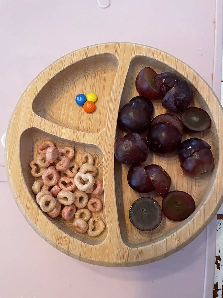 Every time I make my daughter her snack on this plate I feel like a well organized, put together, super mom.

A much needed win today as I’ve been really sick all week, now kid is sick, I’m behind on work and using tv as a babysitter but I’m still doing it! Super mom!