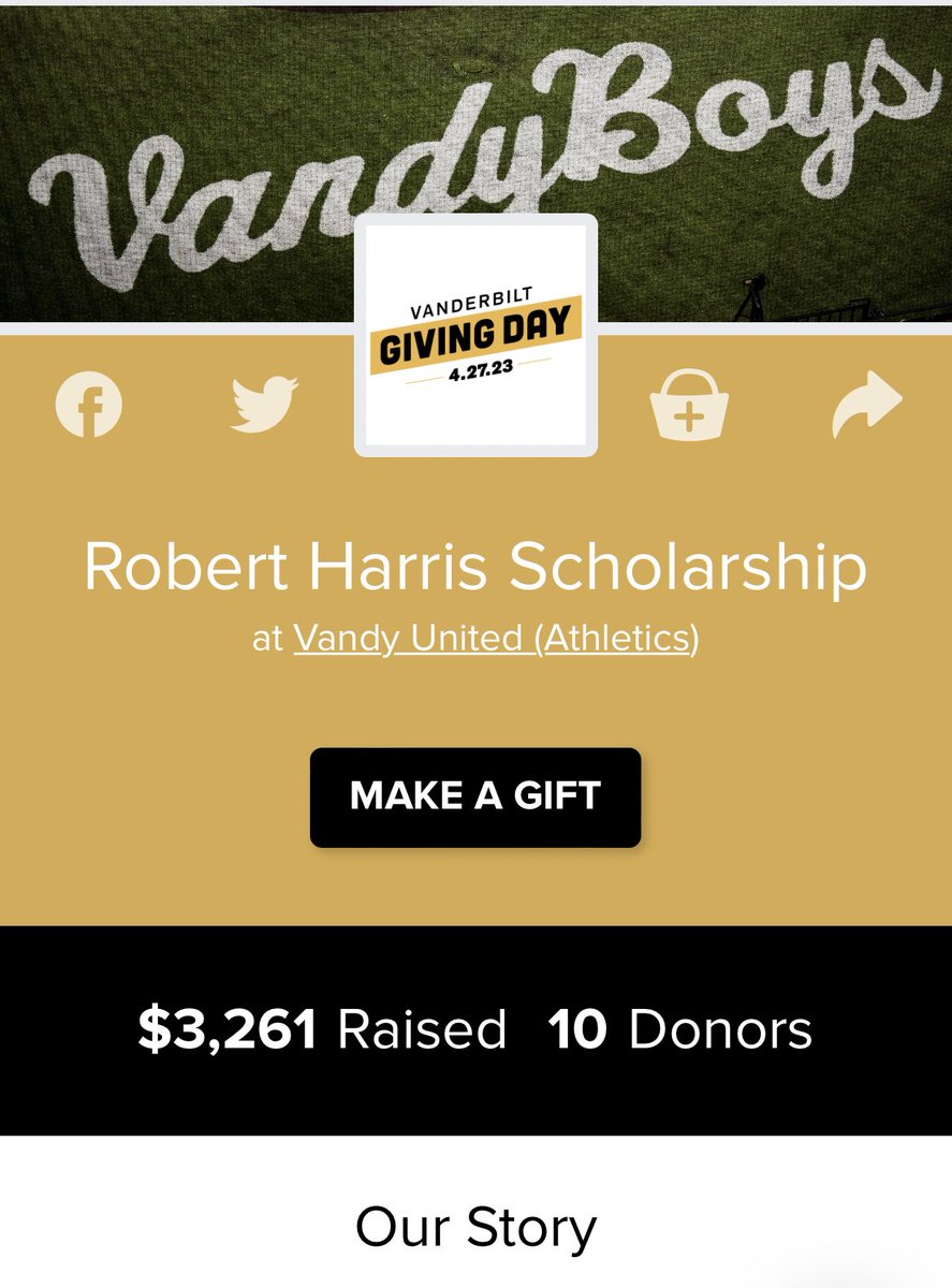 Vanderbilt #GivingDay is off to a great start! My dad was able to attend Vandy by way of an athletic scholarship. It’s only fitting that a scholarship in his name will continue to give life changing opportunities for generations to come. #DareToGrow givingday.vanderbilt.edu/campaigns/robe…