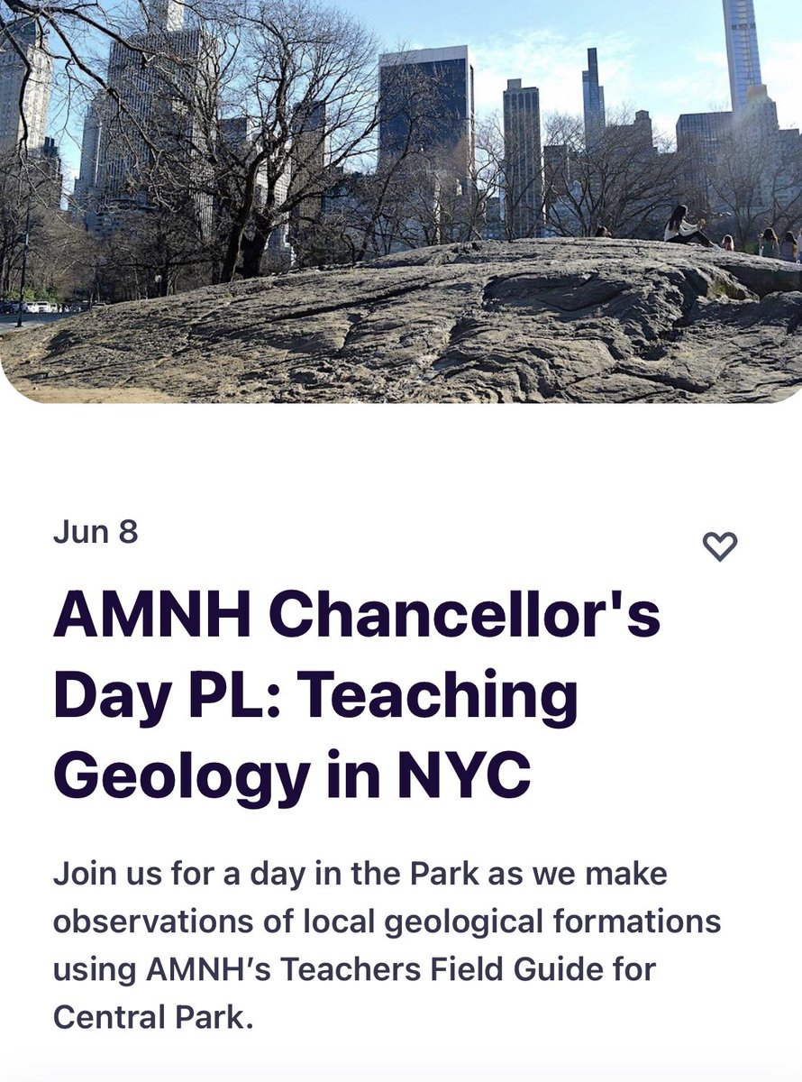 !!NYC TEACHERS!! Prof. Steven Jaret <a href="/SpaceRocksTime/">Steven Jaret</a> and I are leading this free workshop in Central Park on June 8 and would love for you to join us! CTLE credit granted upon completion. More info and sign-up link here: eventbrite.com/e/amnh-chancel…  🏙️🪨