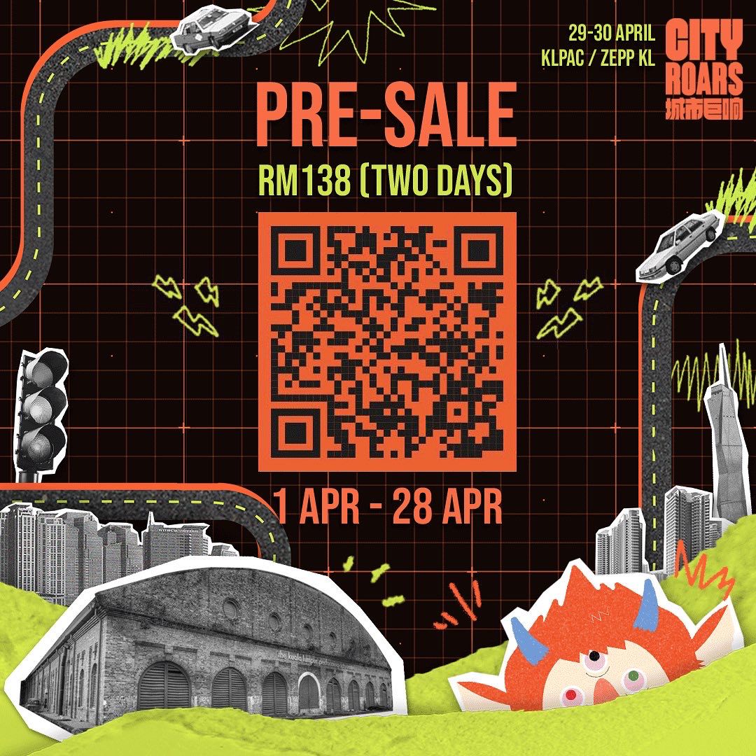 There's only TWO DAYS left for y'all to grab tickets at our pre-sale price of RM138 to enjoy BOTH DAYS of City ROARS! Fest 2023‼️🚨🚨

Head over to cityroarsfest.com or scan the QR code on this post to bag your tix if you haven't yet‼️ See y'all this weekend‼️👹👹