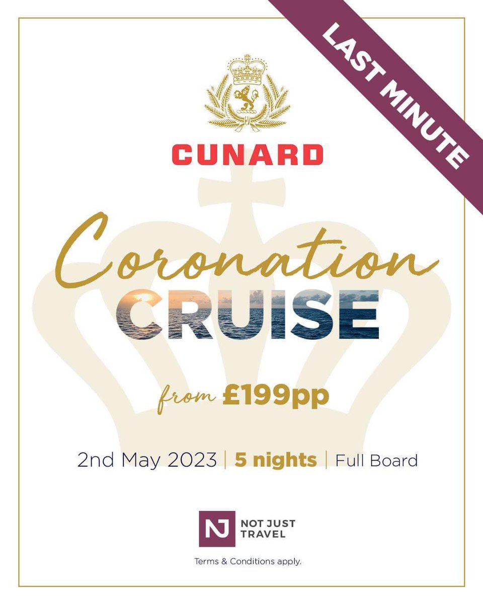 This is available to book from 1pm Today!! It will sell out fast so call me if you want to book on 07714307008 #cunardcruise #Coronation2023