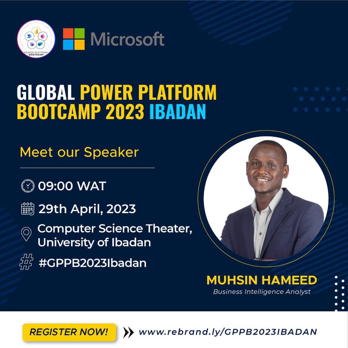 Our Microsoft Power Platform Bootcamp is shaping up to be a can't-miss event, and we're thrilled to have @Id_Analyst on board @GPPBootcamp #GPPB2023 #GPPBIBADAN2023 Register here: rebrand.ly/GPPB2023IBADAN