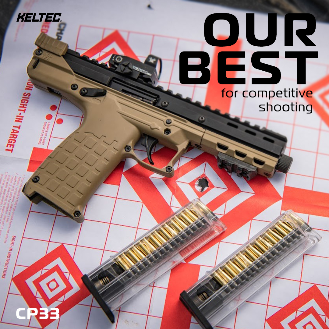 The CP33 is THE pistol for competitive pistol shooting. Accurate, ambidextrous, and reliable. What more could you want?

#KelTec #KelTecWeapons #AmericanMade #CP33 #Pistol #CompetitiveFirearms #CompetitiveShooting