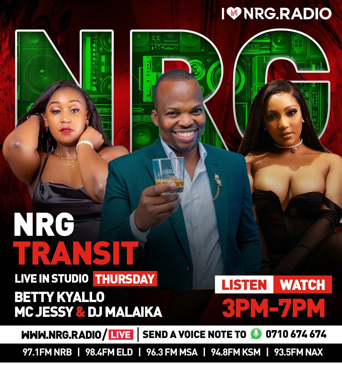Taking over the Transit show😎 It going down🔥🔥 Tune in to catch the littest and baddest radio crew in town🙌🏾🙌🏾 @jessythemc @djmalaika @bettymuteikyallo #NRGSexy5 #NRGTurn5