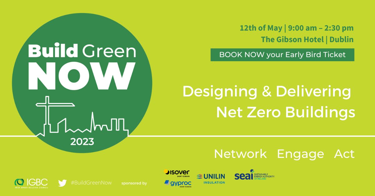ecologicalbuild's tweet photo. Hope to see you in Dublin for the @IrishGBC #BuildGreenNow conference. This is the perfect opportunity to network and stay updated on the latest advancements in the race to #netzero.
📅 May 12
⏰ 9:00 - 14:30
📍 Gibson Hotel
Get your ticket 👉 https://t.co/ngkEqICbUT https://t.co/EMHhKAFEEZ