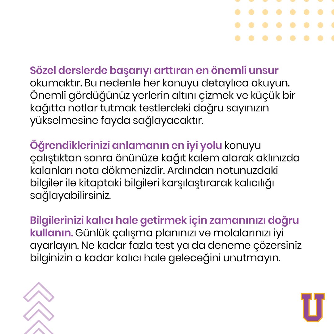 UgurOkullari's tweet photo. Sözel dersler her ne kadar dışarıdan bakıldığında kolay gibi gözükse de aslında öğrendiklerinizi sürekli aklınızda tutmaya çalıştığınız için fazlası ile zordur. 

Sözel derslere verimli çalışma yöntemlerimizi inceleyerek sınavlardaki başarı oranınızı arttırabilirsiniz.🚀 https://t.co/n0lNGDJxzZ