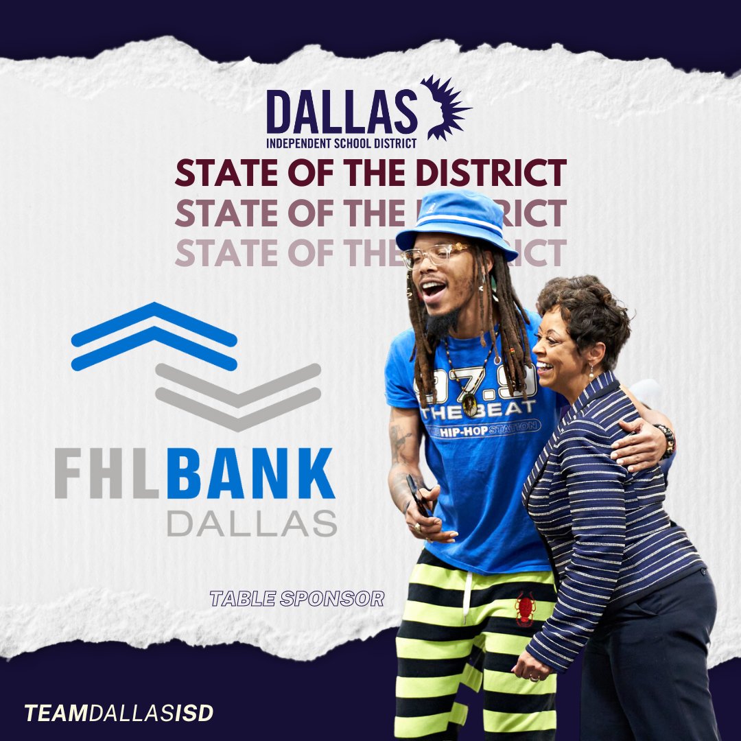 DallasEdFound's tweet image. Thank you, @FHLBDallas, for sponsoring a Table at the 2023 @dallasschools State of the District! Together we accelerate student success. Please join #FHLBDallas in supporting @dallasschools at dallasedfound.org/donate
#DISDStateoftheDistrict #TableSponsor #FHLBworks