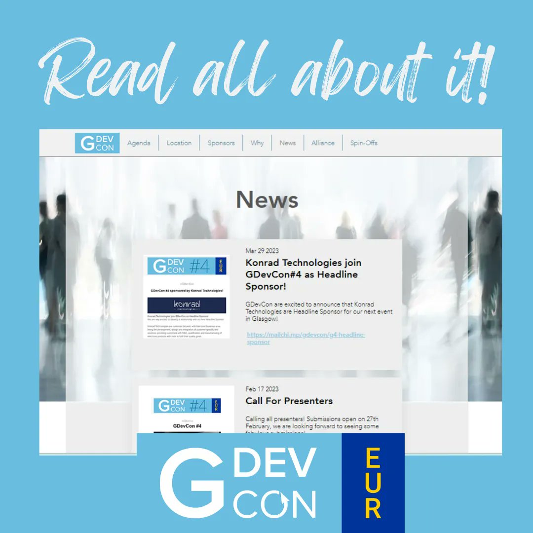 GDevCon (@gdevconference) on Twitter photo Are you on the #GDevCon mailing list yet? Be the first to know all of our #news & #signup today! You can catch up on previous news including <a href="/Konradtech/">Konrad Technologies</a> becoming headline #sponsor & our call for presenters. Go and read all about it! gdevcon.com/news Are you on the #GDevCon mailing list yet? Be the first to know all of our #news & #signup today! You can catch up on previous news including <a href="/Konradtech/">Konrad Technologies</a> becoming headline #sponsor & our call for presenters. Go and read all about it! gdevcon.com/news