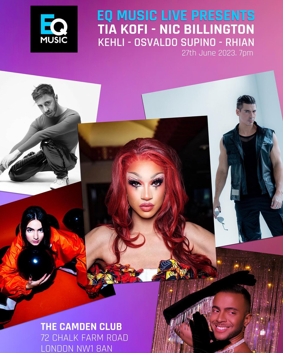 Come celebrate PRIDE with us this summer on 27th June with @TiaKofi @nicbillington @kehlimusic @osvaldosupino & @rhiansongs at The Camden Club eqmusicblog.com/eq-music-live-…