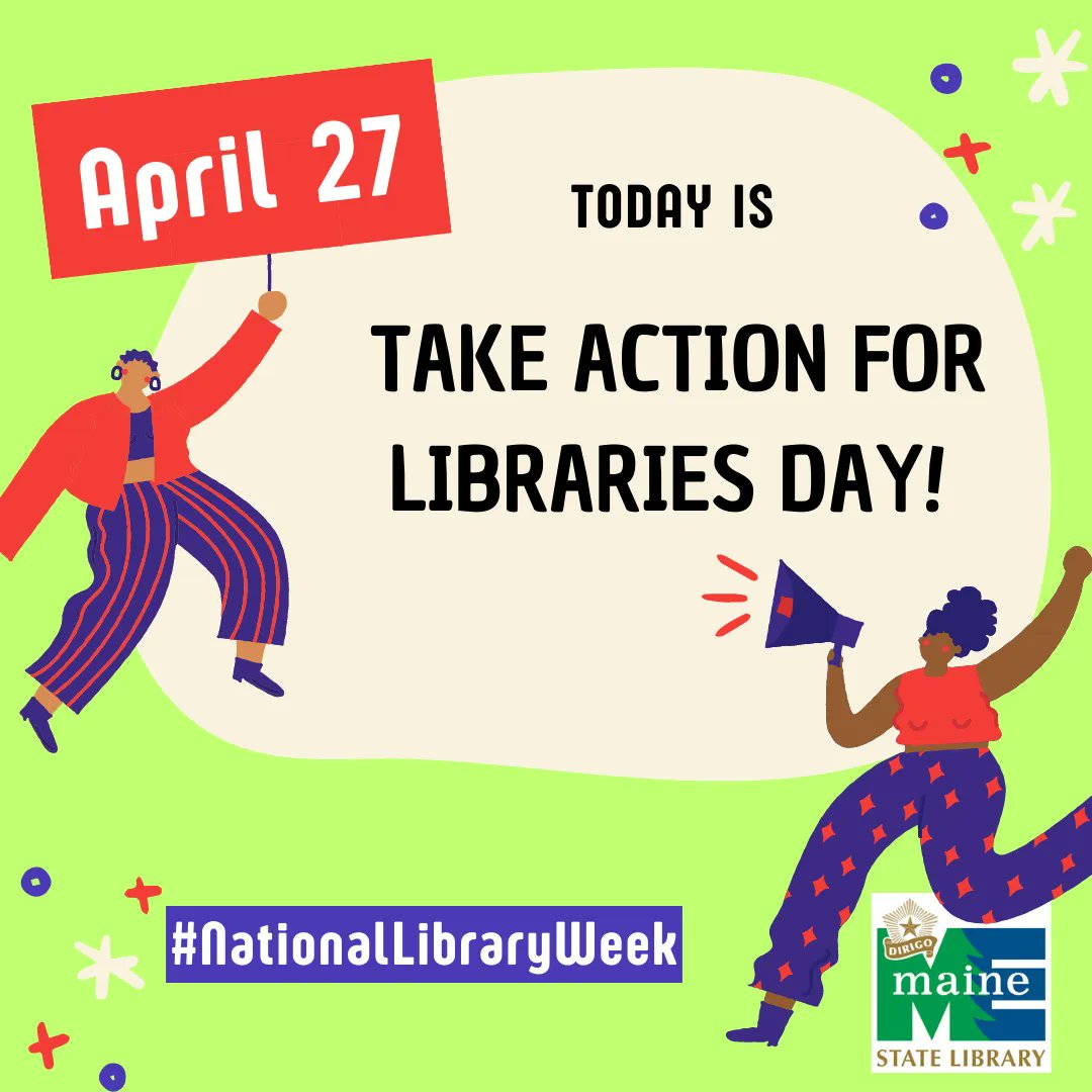 Today is #TakeActionForLibrariesDay, a day to express support for libraries by taking action! Library supporters need to turn this day into year-round advocacy. Telling the library story and building relationships with decision makers can and should happen throughout the year!