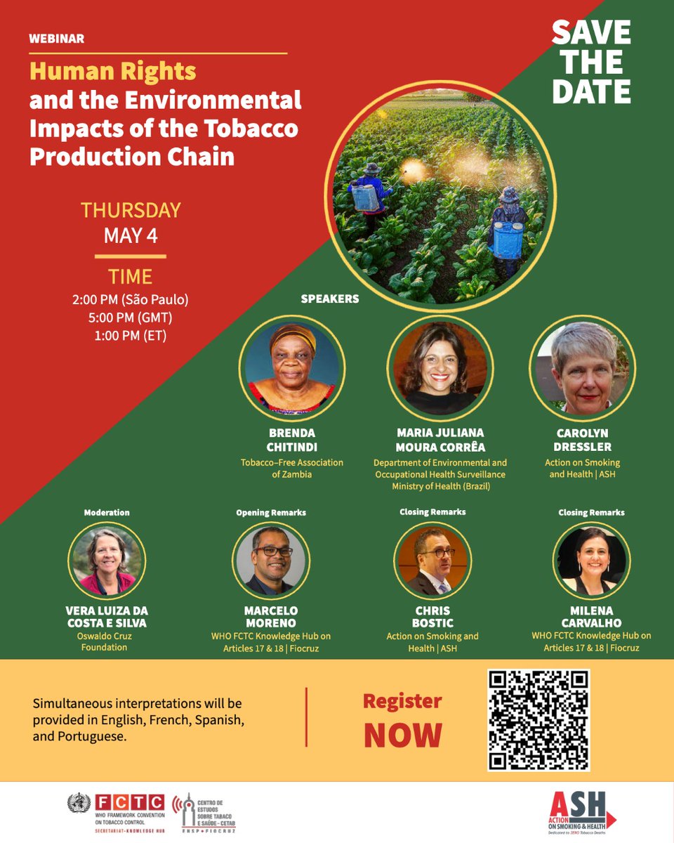 📢Join us on  May 4th to learn about human rights and the environmental impacts of the tobacco production chain!